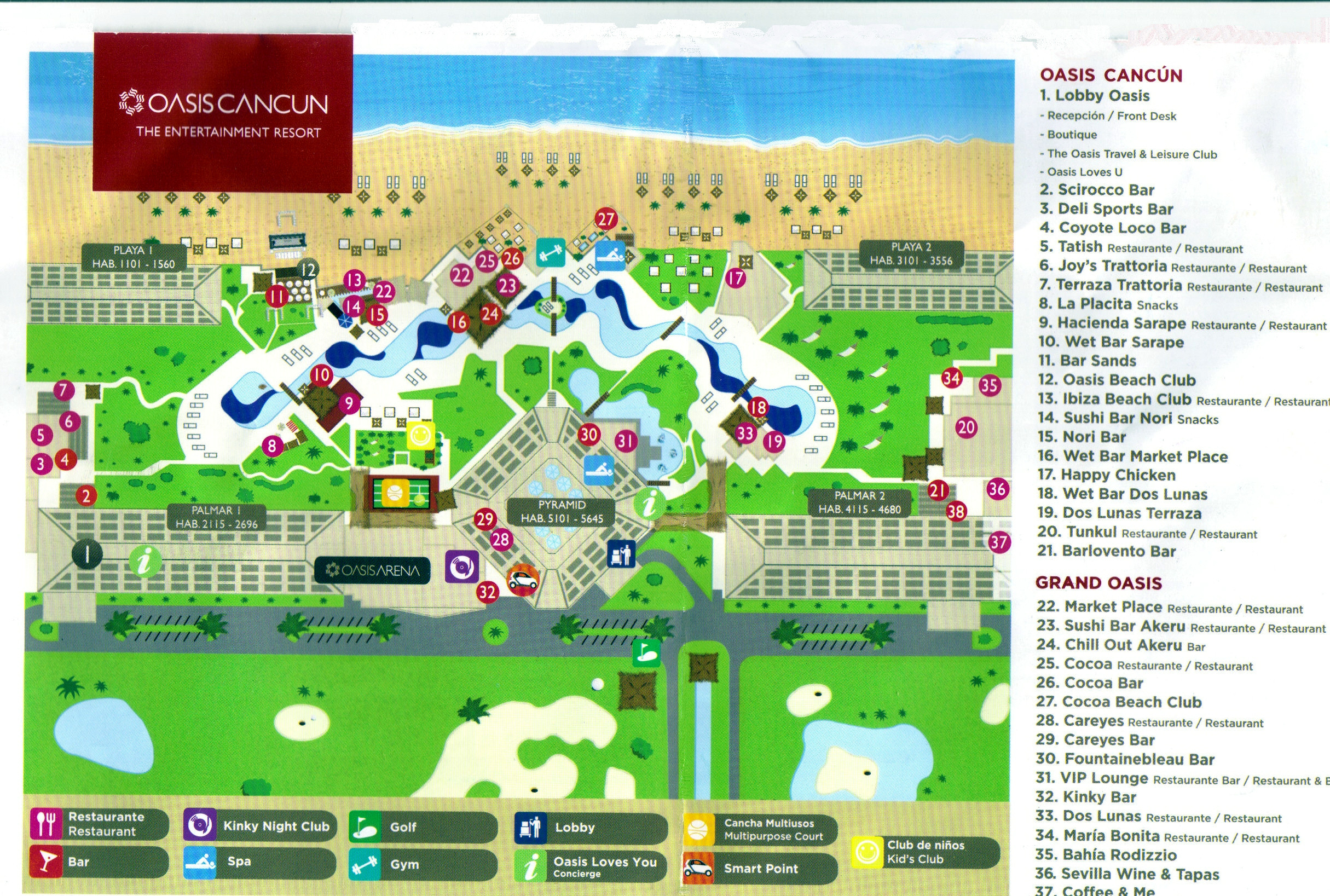 Grand Oasis Cancun Resort Map 