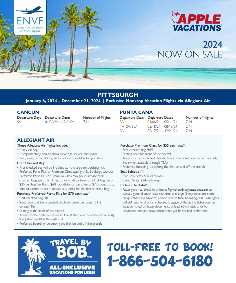Apple Vacations 2024 Exclusive NonStop Vacation Flight Schedule